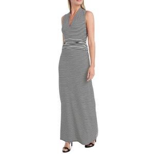Vince Camuto Sleeveless Grey Striped Jersey Maxi Dress